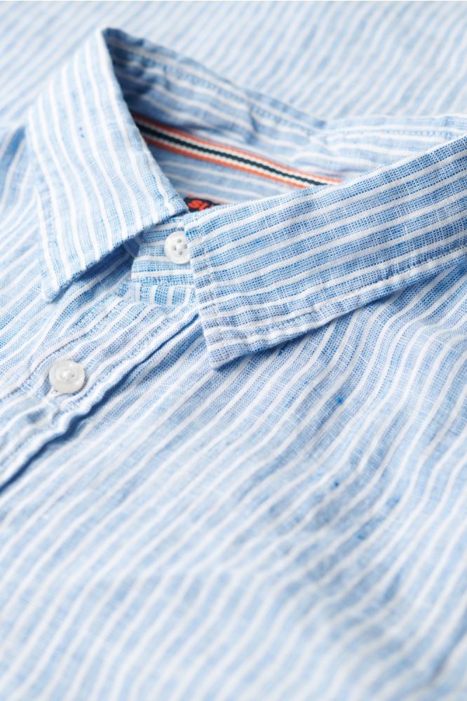 VACATION L S LINEN SHIRT M4010995A AZURE BLUE STRIPE